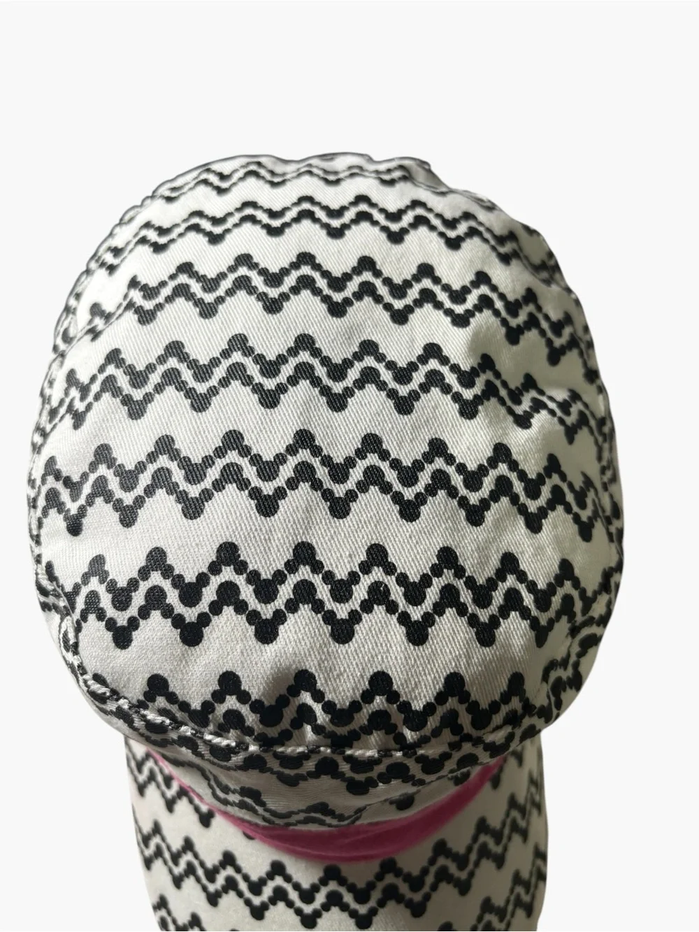 Disney Parks Mickey Mouse Chevron Pattern Cadet Cap Hat Pink Black Size Adult